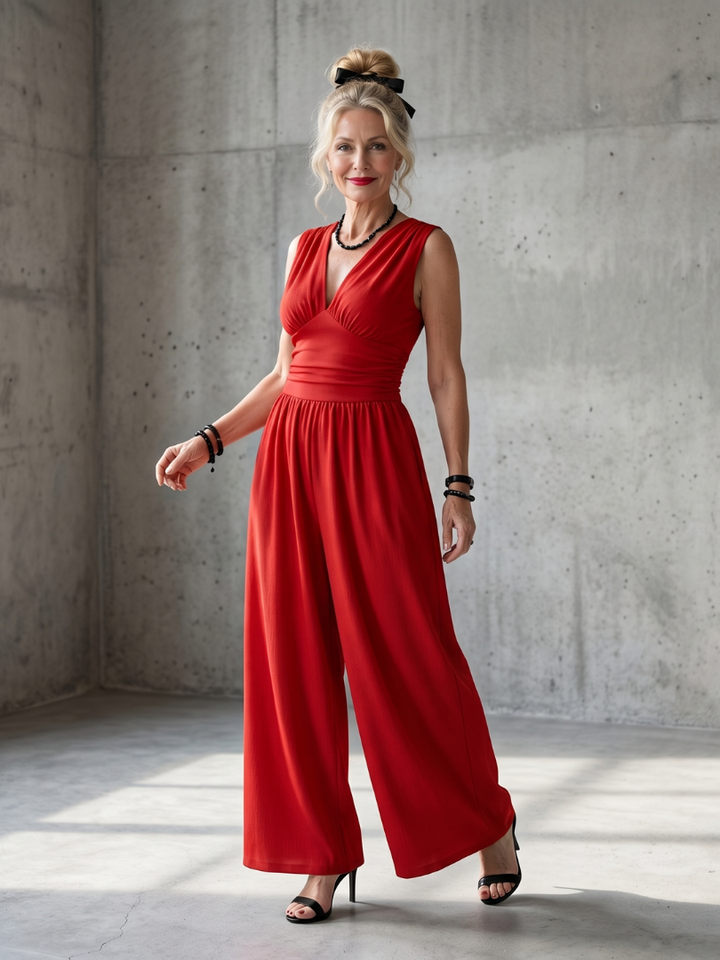 Ilaria | Elegante Tuta Donna con Scollo a V, Leggera e Fluida 0