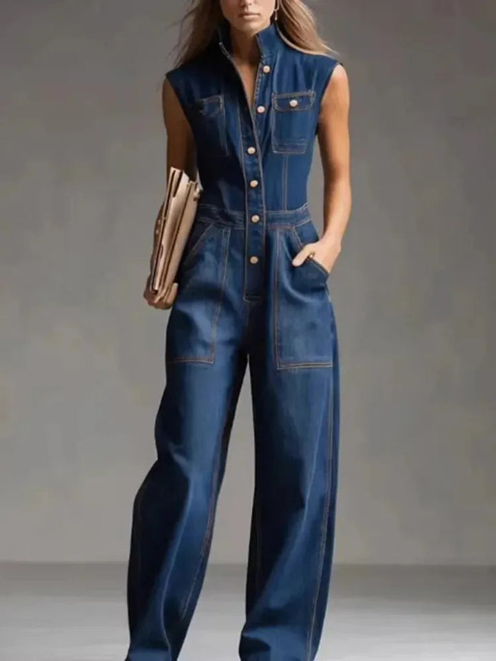 Ilaria | Elegante Tuta Donna in Denim a Vita Alta, Ampia e Comoda 0