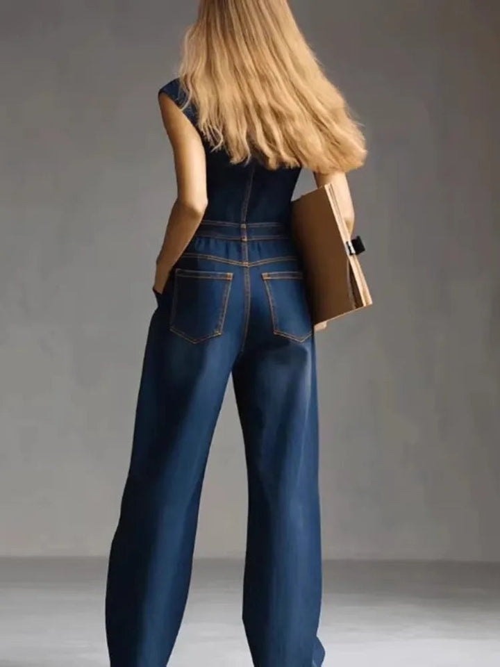 Ilaria | Elegante Tuta Donna in Denim a Vita Alta, Ampia e Comoda 2