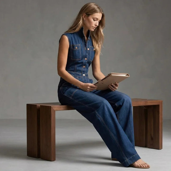 Ilaria | Elegante Tuta Donna in Denim a Vita Alta, Ampia e Comoda 4