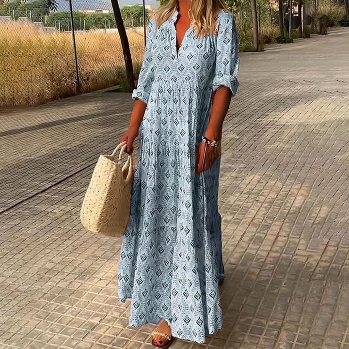 Isabella | Abito lungo boho con scollo a V 0