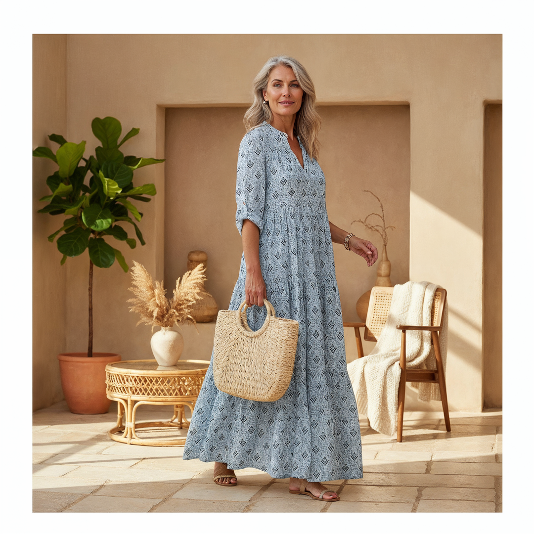 Isabella | Abito lungo boho con scollo a V 1