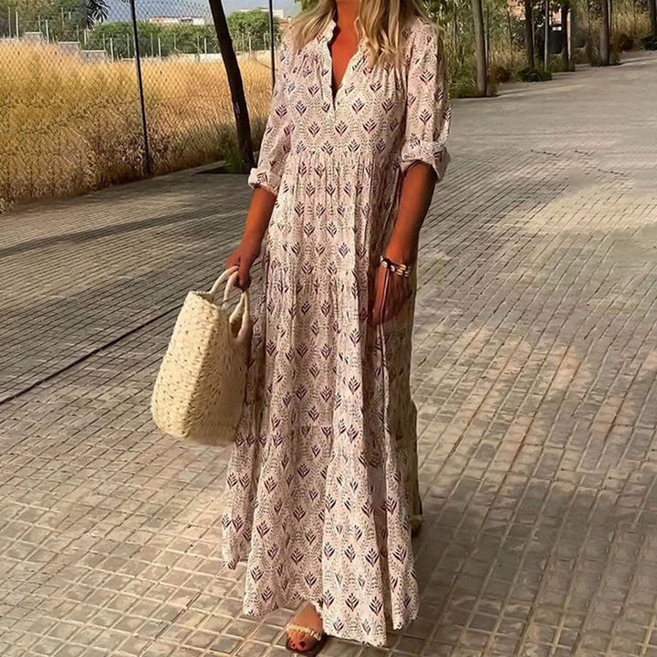 Isabella | Abito lungo boho con scollo a V 3