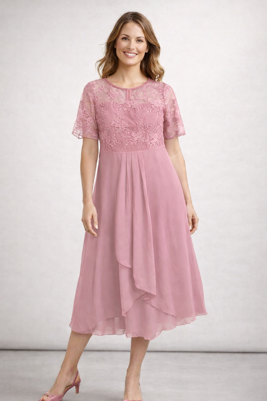 Isabella | Elegante Abito Midi Cerimonia con Top in Pizzo 0