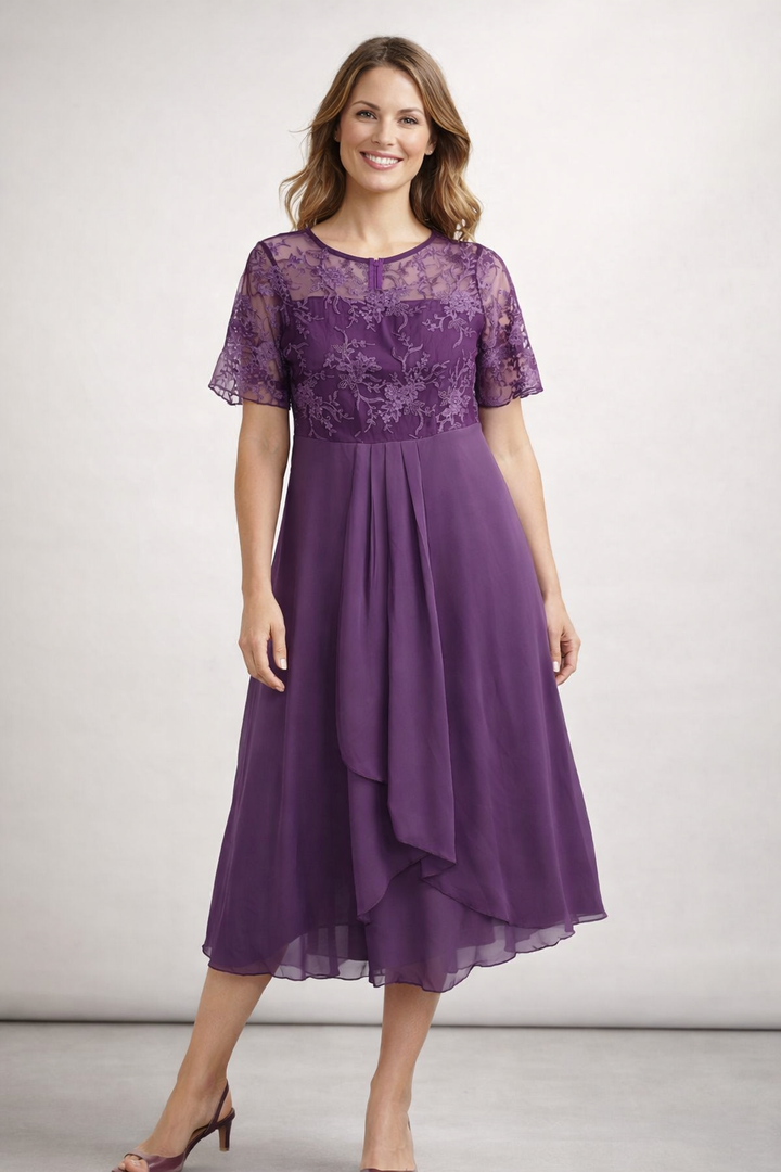 Isabella | Elegante Abito Midi Cerimonia con Top in Pizzo 3