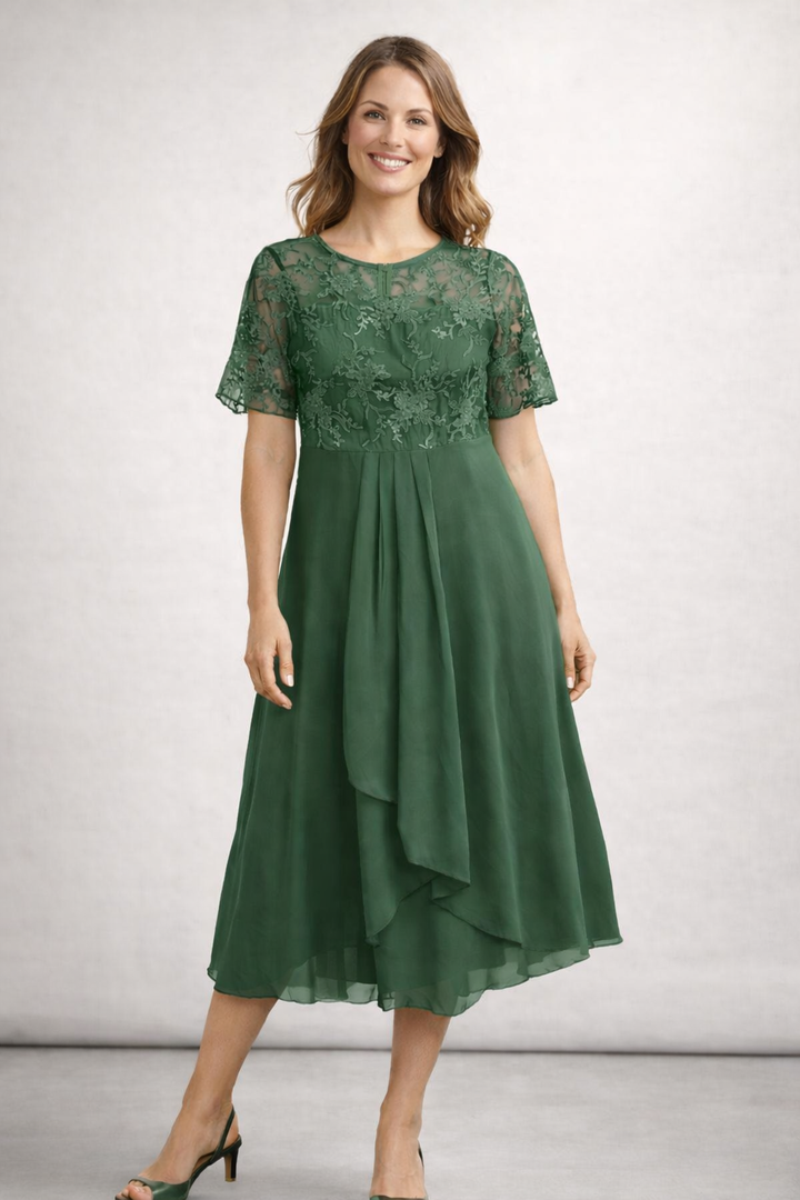 Isabella | Elegante Abito Midi Cerimonia con Top in Pizzo 4