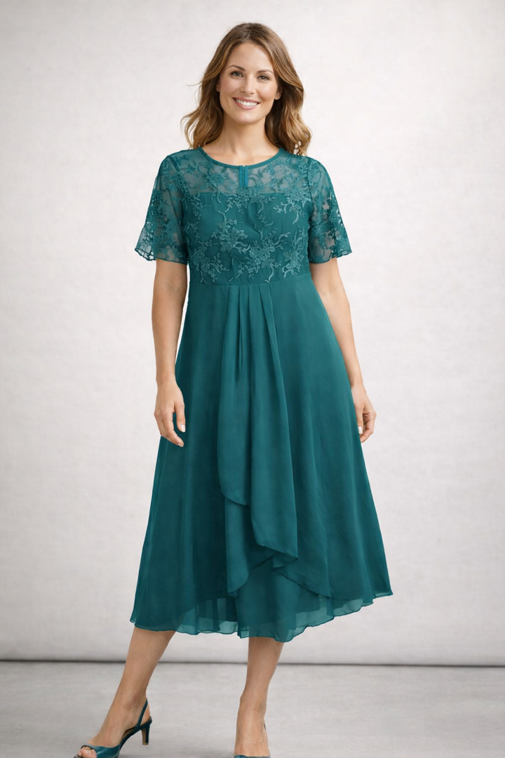Isabella | Elegante Abito Midi Cerimonia con Top in Pizzo 7
