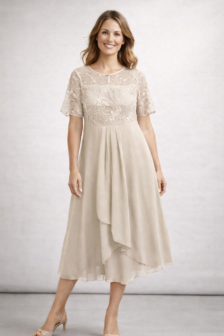 Isabella | Elegante Abito Midi Cerimonia con Top in Pizzo 9