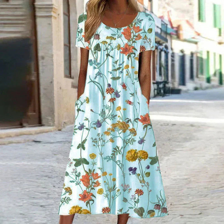 Isabella | Elegante Abito Midi Donna con Stampa Botanica e Maniche Corte 2
