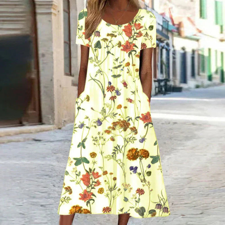 Isabella | Elegante Abito Midi Donna con Stampa Botanica e Maniche Corte 3