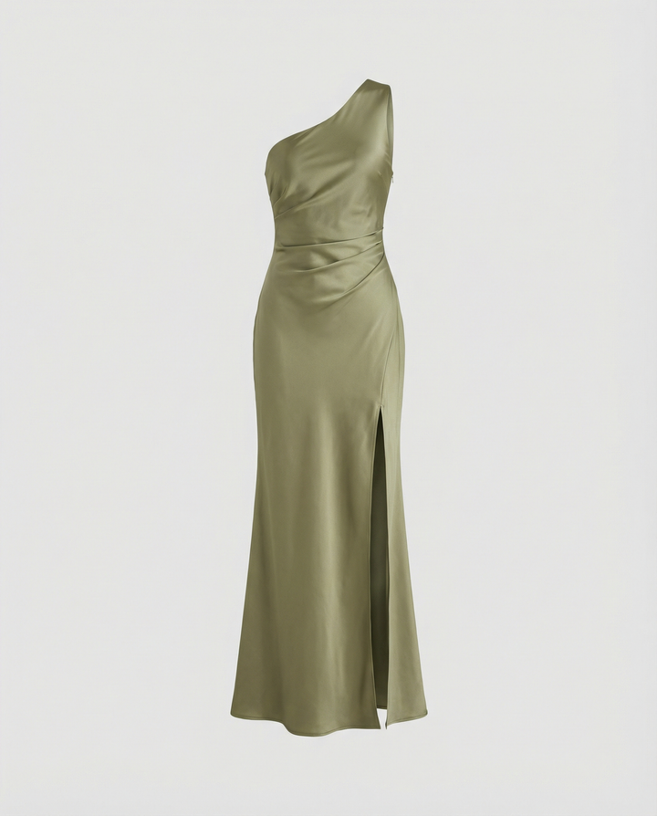 Isabella | Elegante Abito da Sera in Raso con Spacco Asimmetrico 2