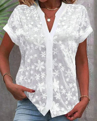 Sofia | Elegante Bluse aus floraler Spitze und Baumwolle