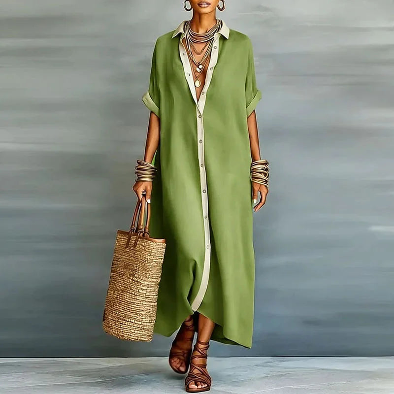 Isabella | Elegante Maxi Abito Chemisier per Donna - Abiti Cerimonia e Vestiti Eleganti 1
