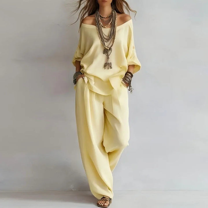Isabella | Elegante Set Combinato con Scollo Sulle Spalle e Pantaloni a Gamba Larga 1