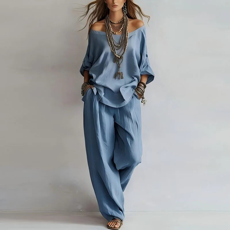 Isabella | Elegante Set Combinato con Scollo Sulle Spalle e Pantaloni a Gamba Larga 2