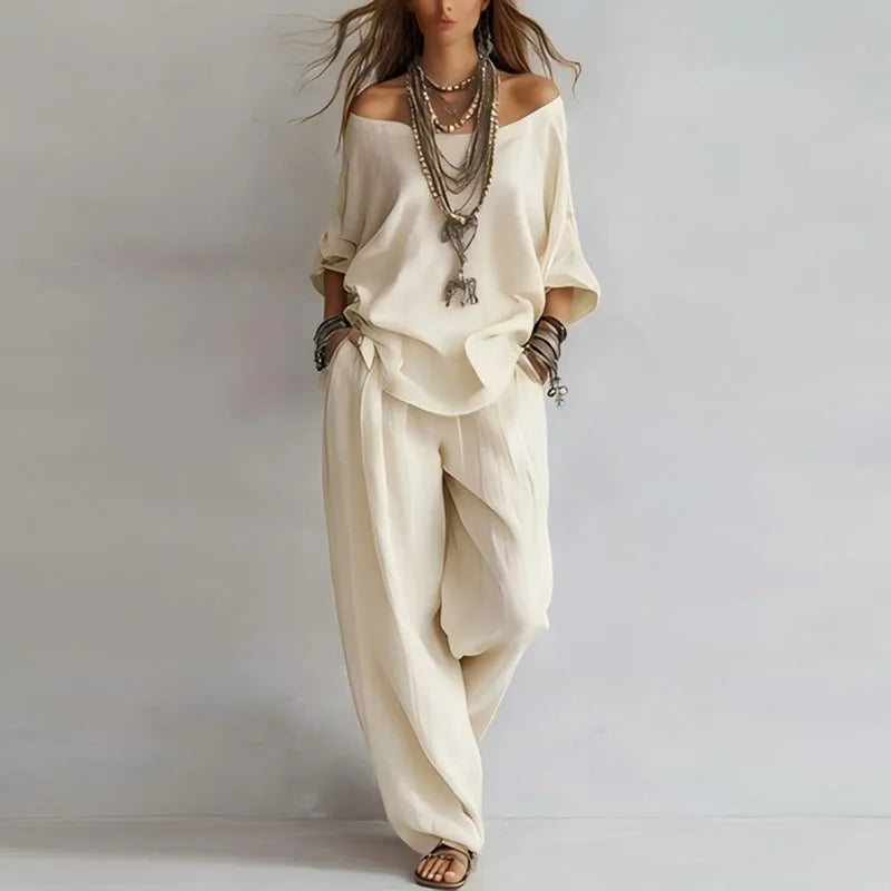 Isabella | Elegante Set Combinato con Scollo Sulle Spalle e Pantaloni a Gamba Larga 3