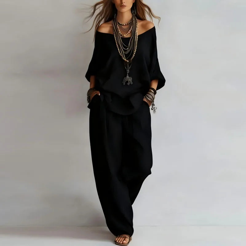 Isabella | Elegante Set Combinato con Scollo Sulle Spalle e Pantaloni a Gamba Larga 4