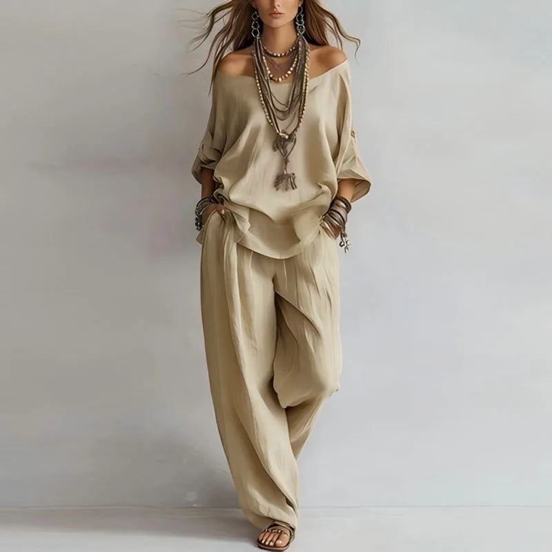 Isabella | Elegante Set Combinato con Scollo Sulle Spalle e Pantaloni a Gamba Larga 5