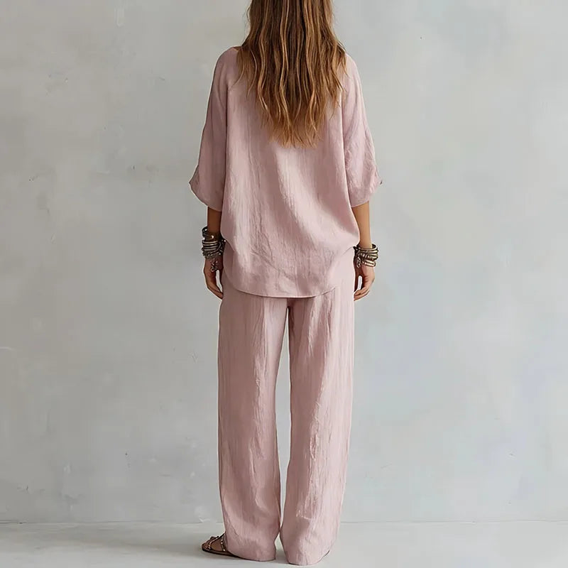 Isabella | Elegante Set Combinato con Scollo Sulle Spalle e Pantaloni a Gamba Larga 6