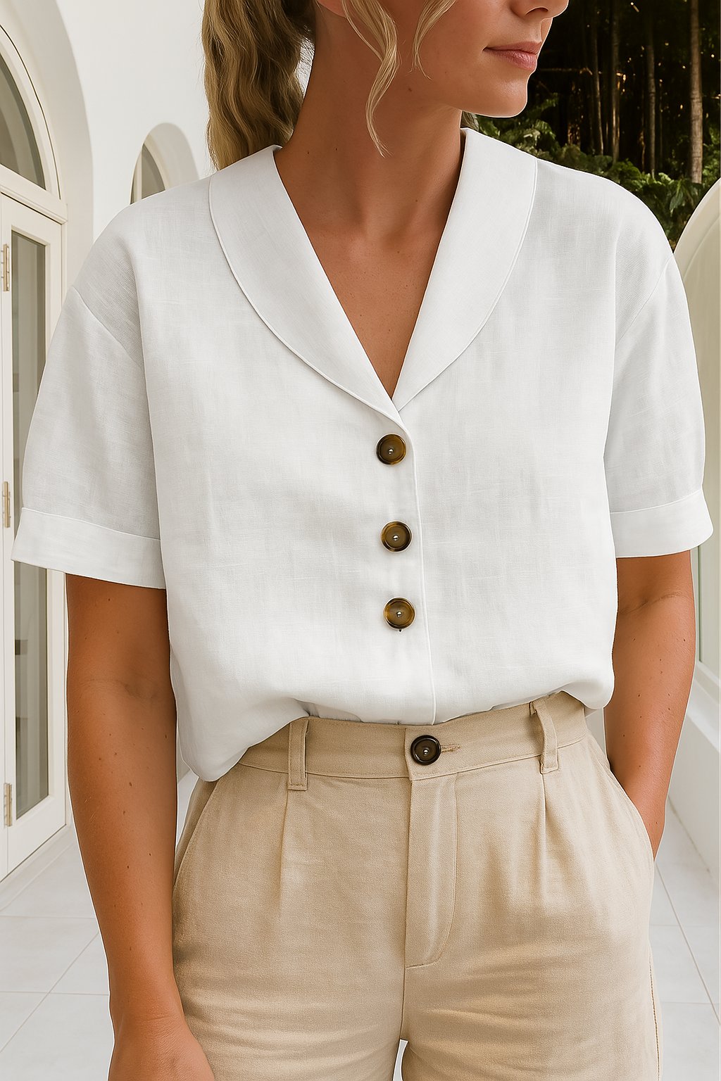 Isabella | Elegante e Versatile Blusa da Donna con Scollo a V 0
