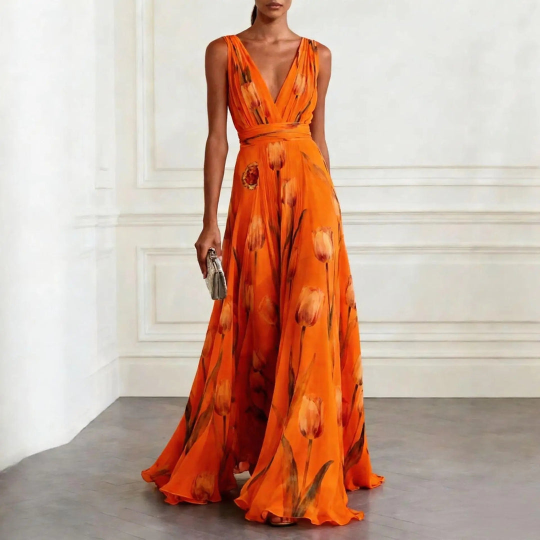 Isadora | Maxi Abito a Portafoglio Chiffon Elegante Romantico 2