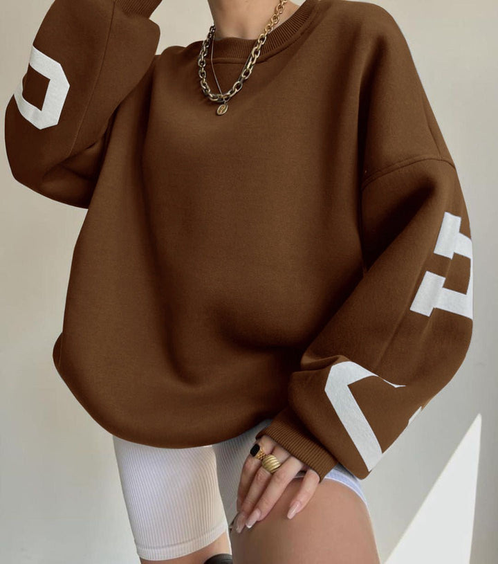 Isla | Maglione girocollo oversize da donna con maniche stile college e fodera in pile 4