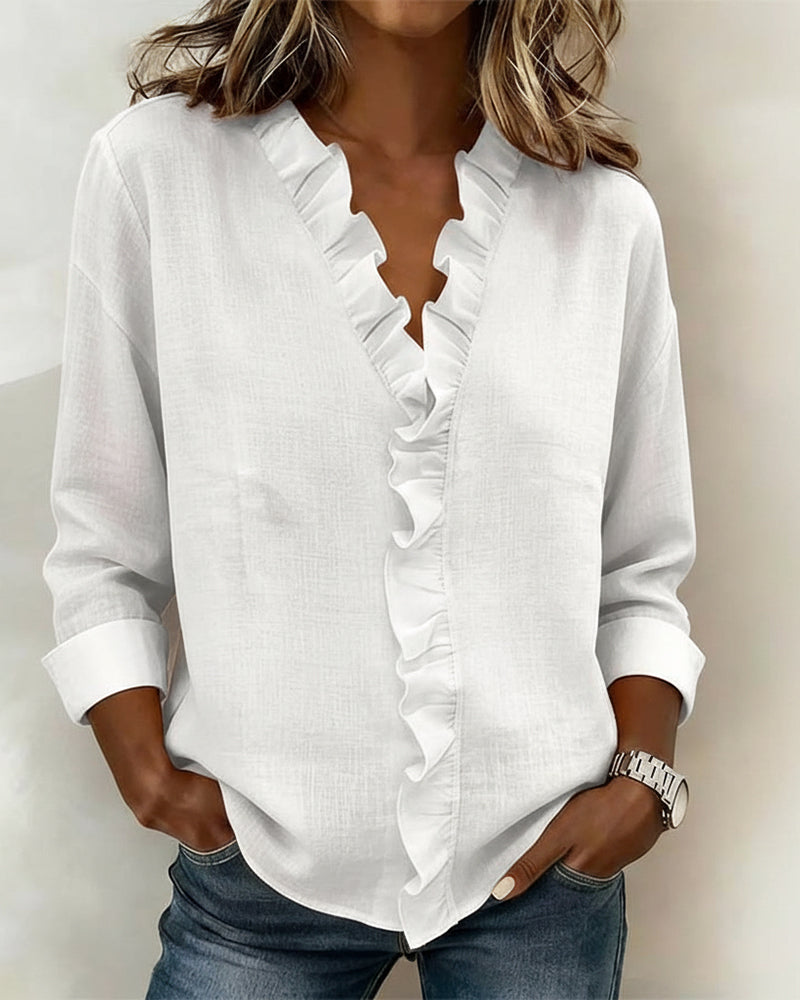 Jasmine | Blusa Donna Camicetta Elegante Scollo a V Fluida Rosa 1
