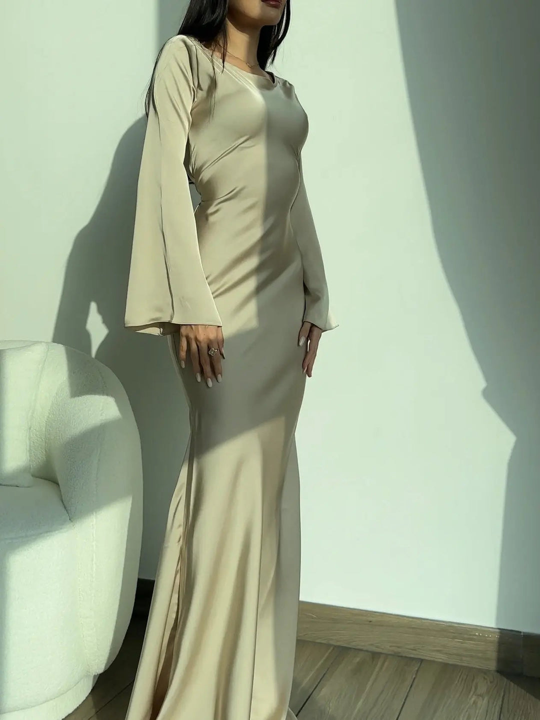 Jasmine | Elegante Abito Lungo Cerimonia a Maniche Lunghe per Eventi Speciali 4
