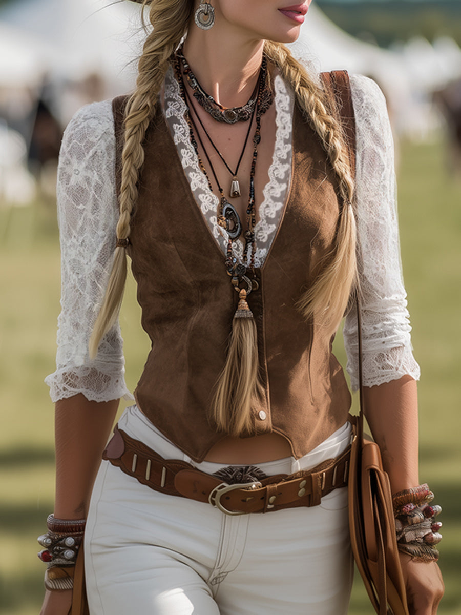 Jasmine | Elegante Camicetta Donna in Pizzo – Stile Western e Romantico 0