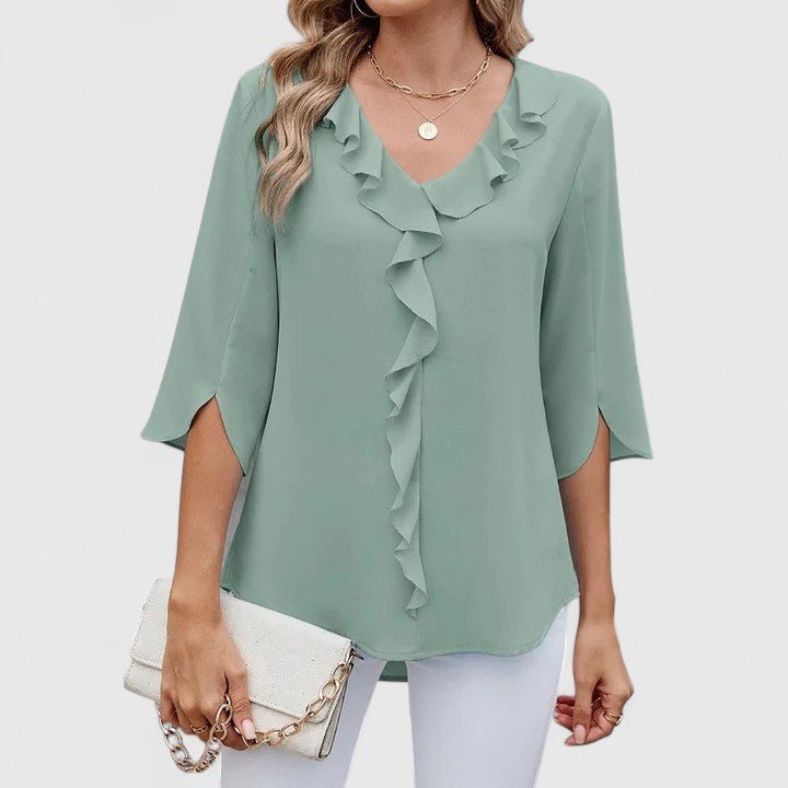 Jessica | Comoda ed elegante camicetta in chiffon con volant 0