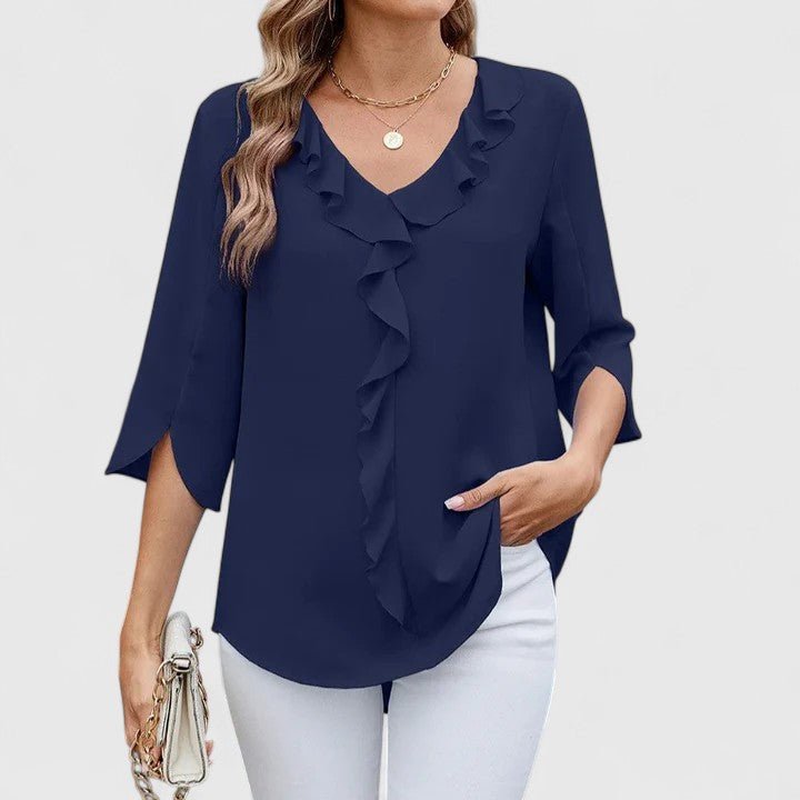 Jessica | Comoda ed elegante camicetta in chiffon con volant 8