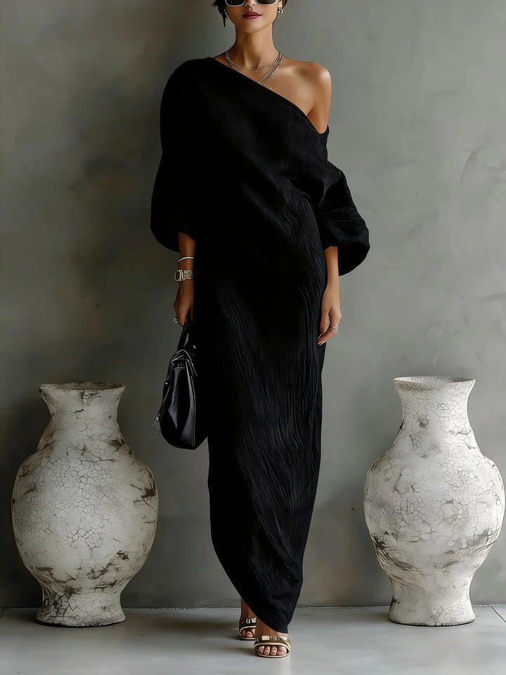 Jolie | Elegante Abito Cerimonia Donna Monospalla in Misto Lino per Occasioni Speciali 2