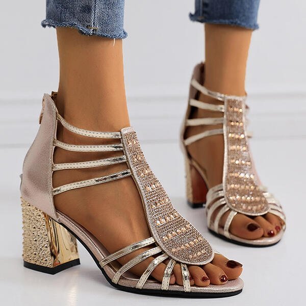 Julia | Eleganti sandali con strass e tacco a blocco 3