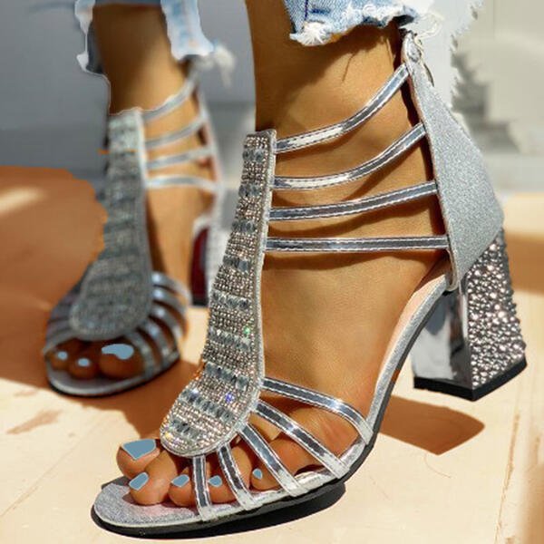 Julia | Eleganti sandali con strass e tacco a blocco 4