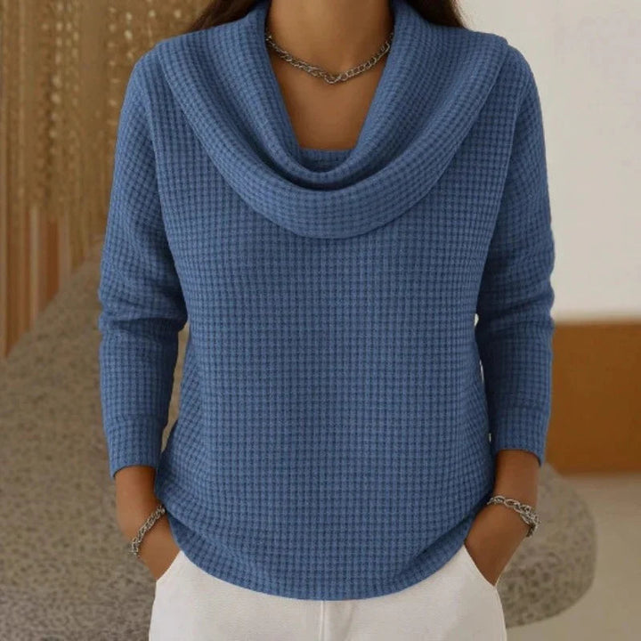 Karen – Maglione caldo a maglia waffle con elegante collo a scialle 0