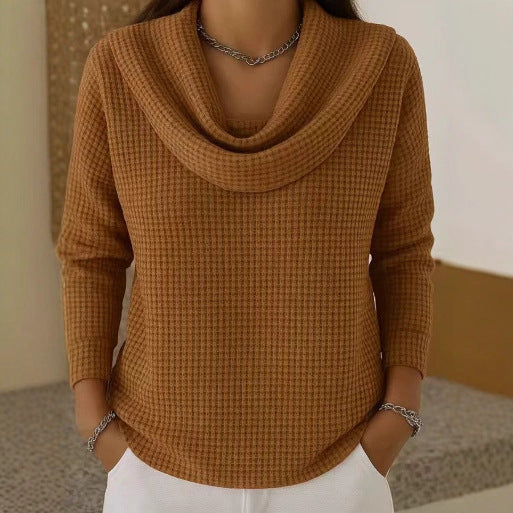 Karen – Maglione caldo a maglia waffle con elegante collo a scialle 1
