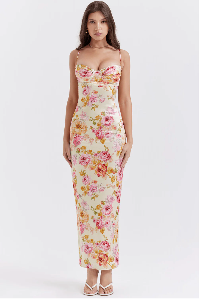 Karin | Abito Cerimonia Donna Floreale Maxi Elegante Estivo 3
