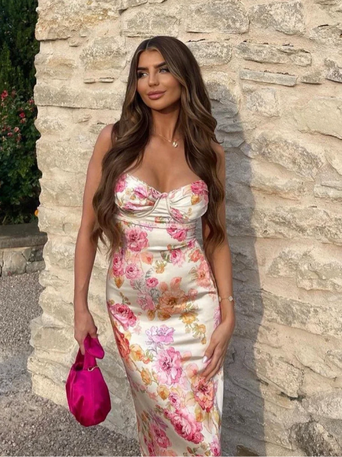 Karin | Abito Cerimonia Donna Floreale Maxi Elegante Estivo 5