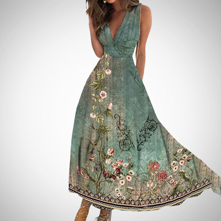 Katrina | Elegante Maxi Abito Donna con Stampa Botanica - Perfetto per Cerimonie e Occasioni Speciali 1