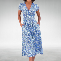 Sophia | Frisches und elegantes Midikleid mit Blumenmuster