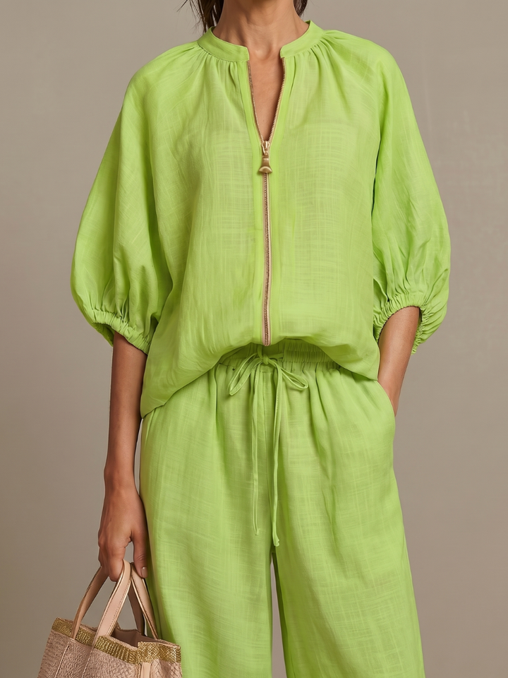Kira | Elegante Completo Donna – Tailleur Donna Elegante con Maniche a Palloncino e Pantaloni Fluidi 4