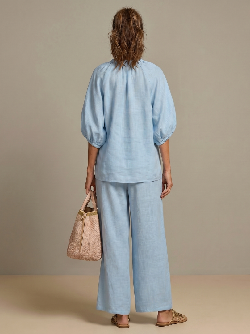 Kira | Elegante Completo Donna – Tailleur Donna Elegante con Maniche a Palloncino e Pantaloni Fluidi 7