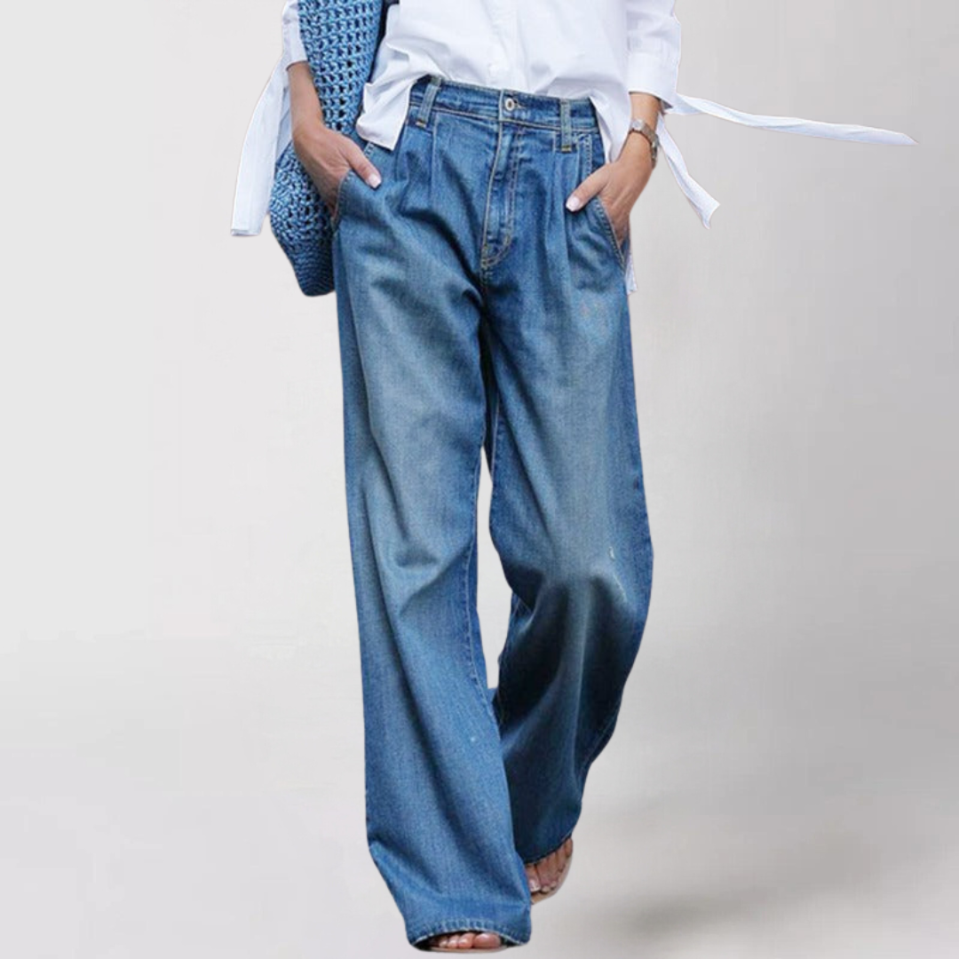 Kira | Elegante Gonna Lunga in Denim Vita Alta Taglio Ampio 0