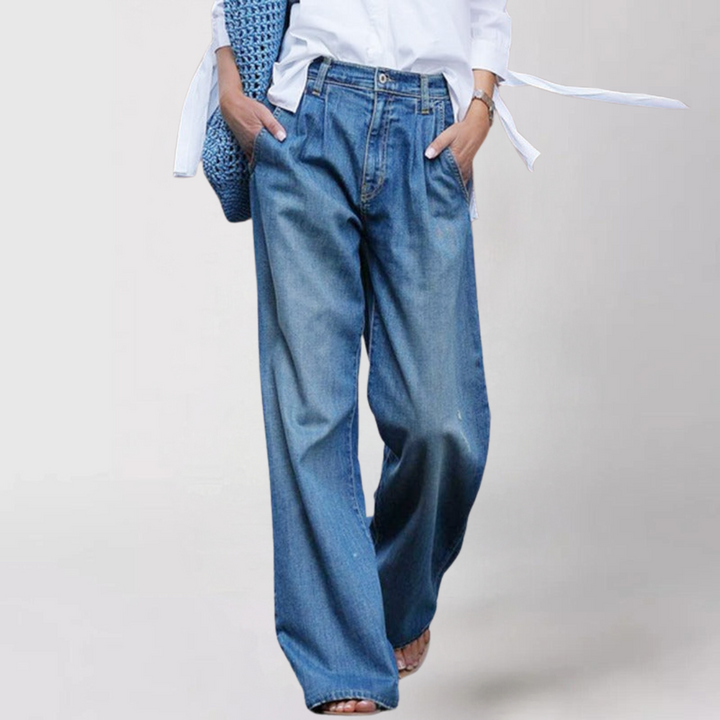 Kira | Elegante Gonna Lunga in Denim Vita Alta Taglio Ampio 0