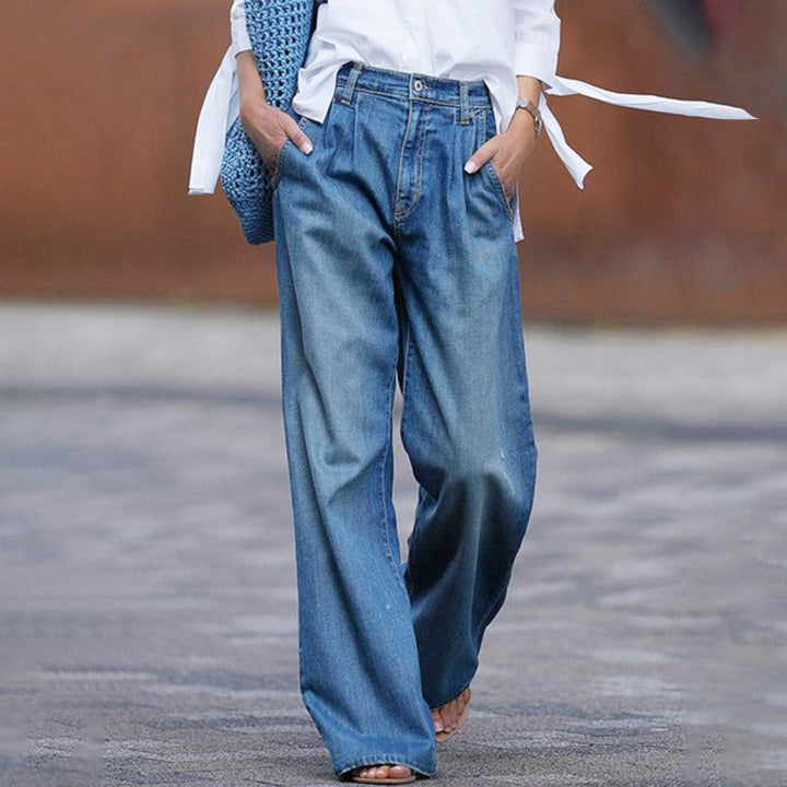 Kira | Elegante Gonna Lunga in Denim Vita Alta Taglio Ampio 1