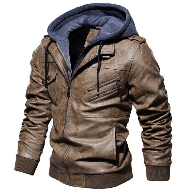 Kivits | Giacca Pelle Uomo – Elegante, Comoda &amp; Versatile con Cappuccio 1