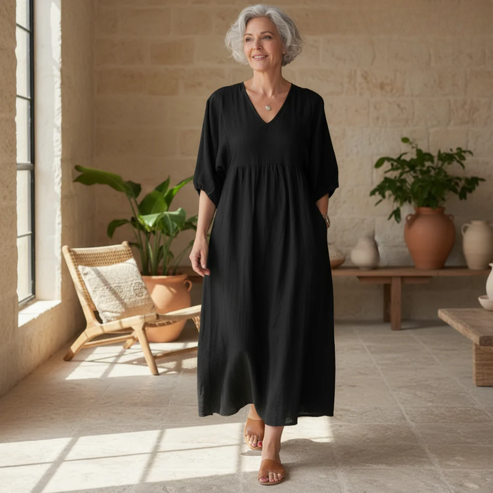 Klara | Abito midi con scollo a V e design elegante 1