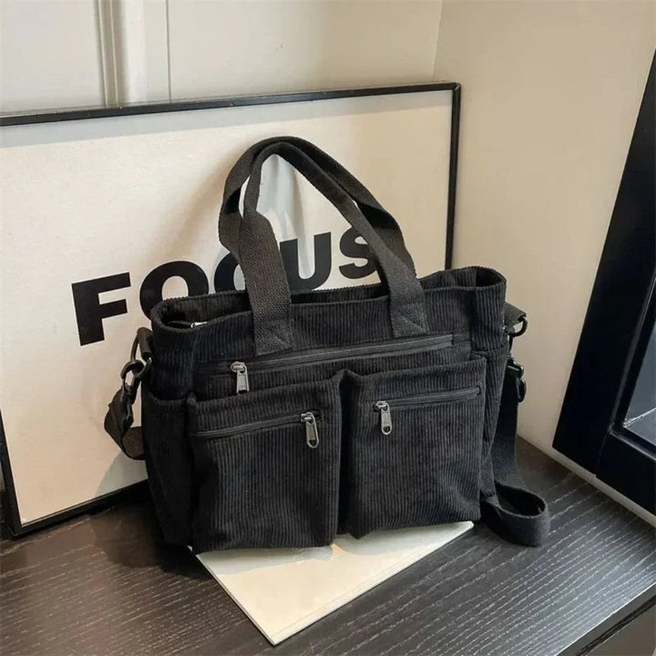 Klaudia | Versatile borsa tote in velluto a coste con molteplici scomparti 0