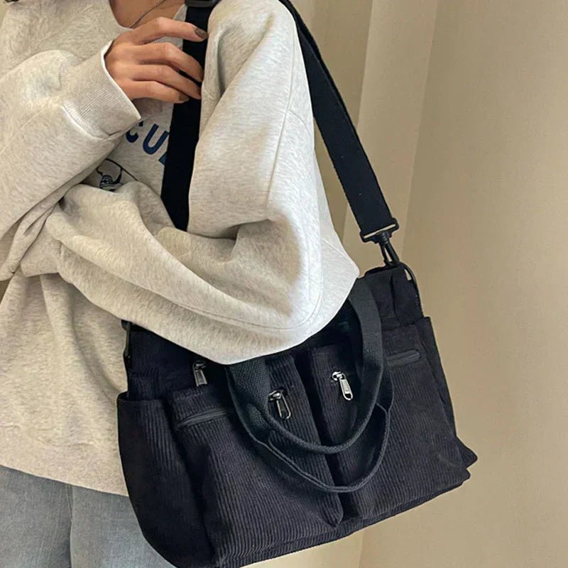 Klaudia | Versatile borsa tote in velluto a coste con molteplici scomparti 1
