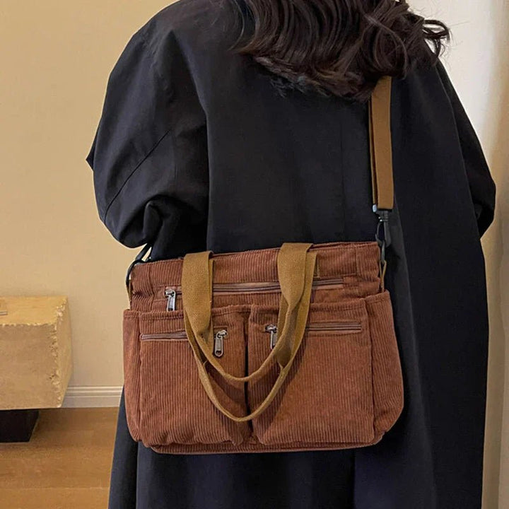 Klaudia | Versatile borsa tote in velluto a coste con molteplici scomparti 3